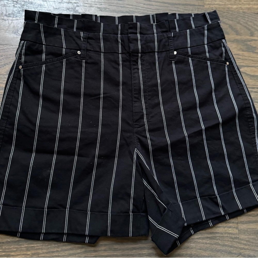 High Waist Black Striped Women's Shorts